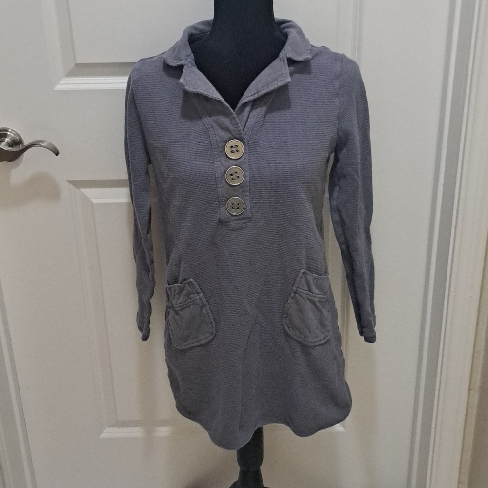SOFT SURROUNDINGS medium lavender ribbed vintage top w/pockets
